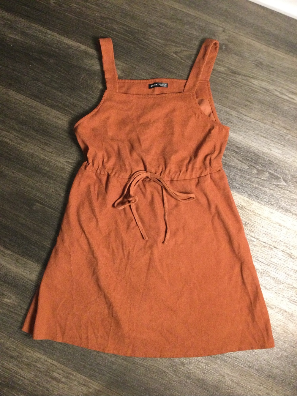 SHEIN Rust Orange Tie-Waist Mini Sundress